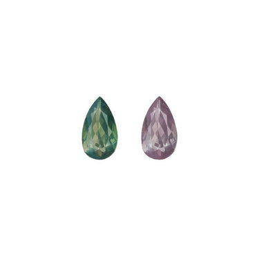 1.33ct pear-shaped natural alexandrite gemstone showing color change from green to purple with facets